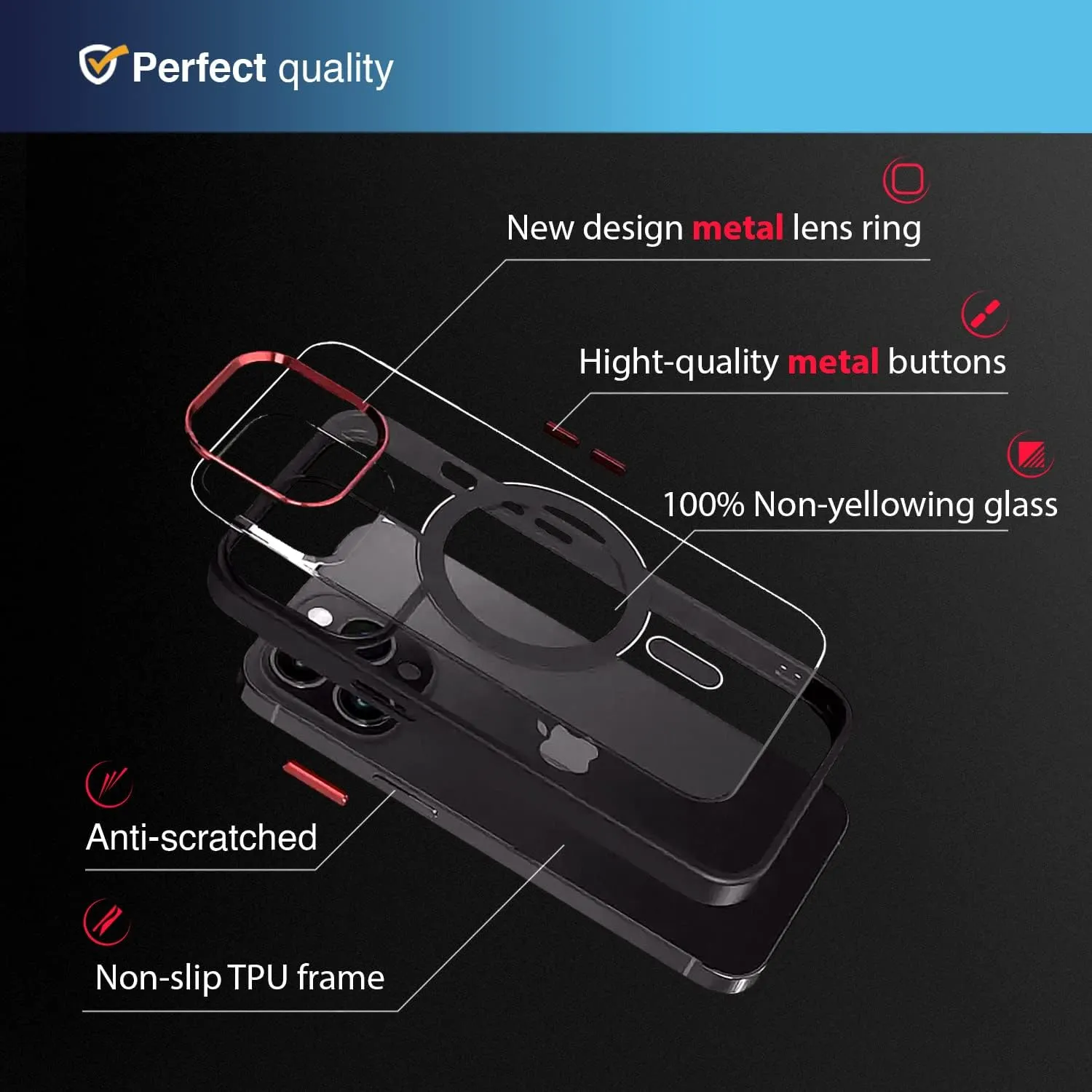 iPhone 15 Case Metal Lens Ring  Buttons TPU Frame Drop Protection Plus one Pack