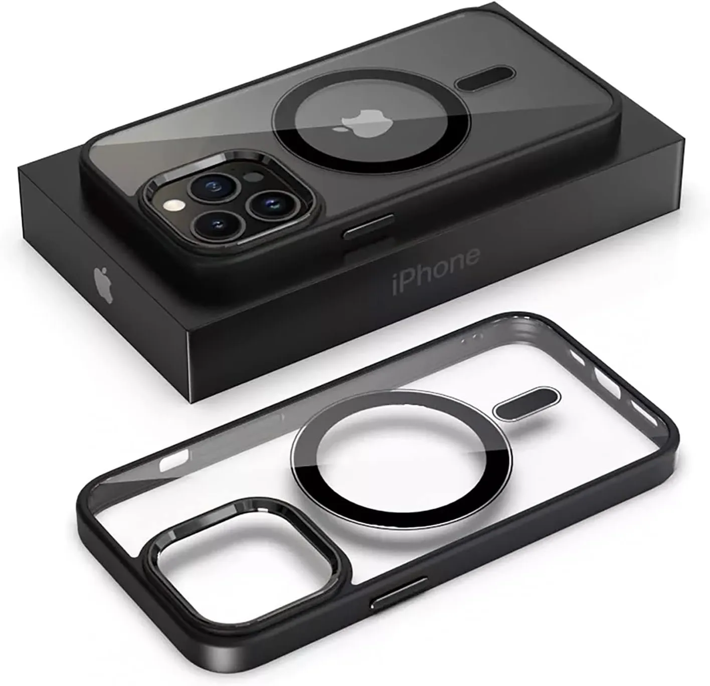 iPhone 15 Case Metal Lens Ring  Buttons TPU Frame Drop Protection Plus one Pack