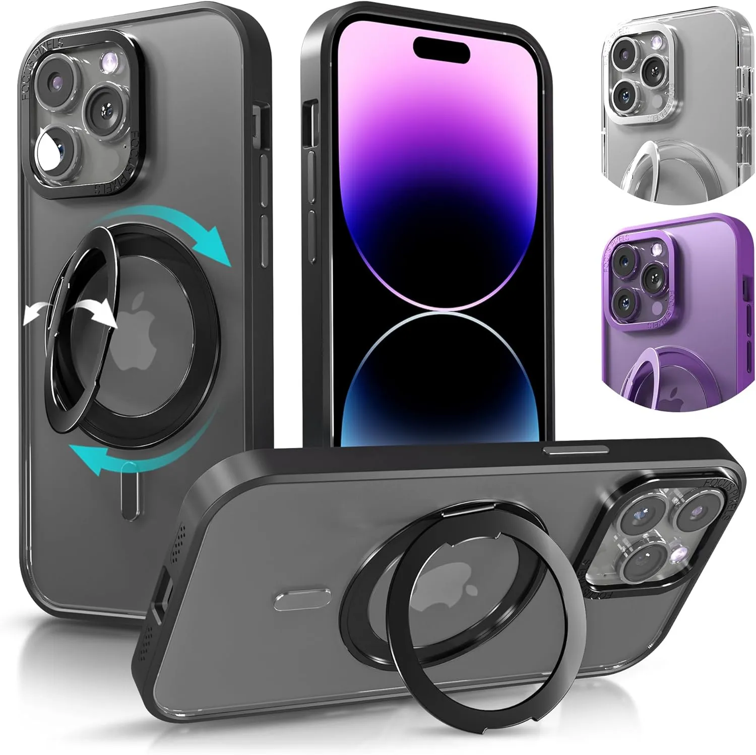 iPhone 15 Case Metal Lens Ring  Buttons TPU Frame Drop Protection Plus one Pack