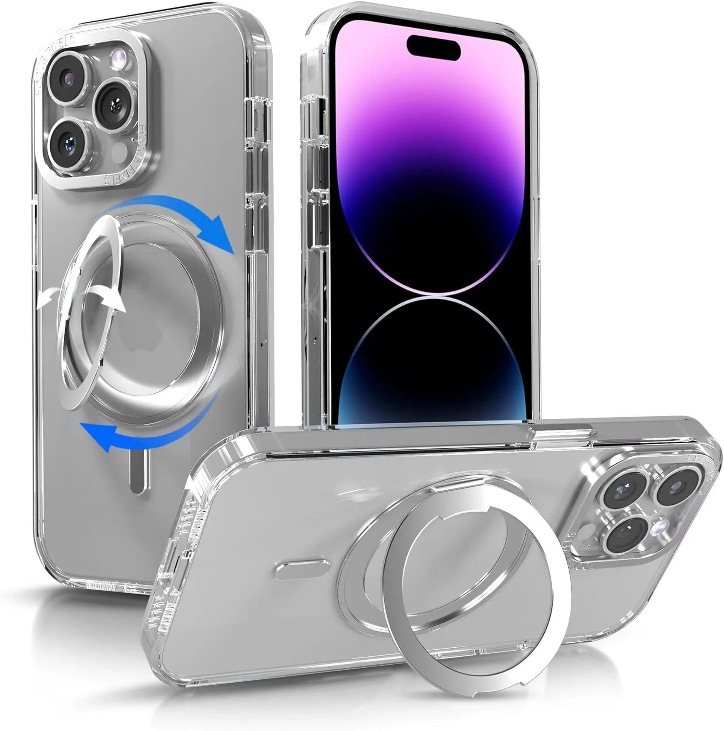 iPhone 15 Case Metal Lens Ring  Buttons TPU Frame Drop Protection Plus one Pack