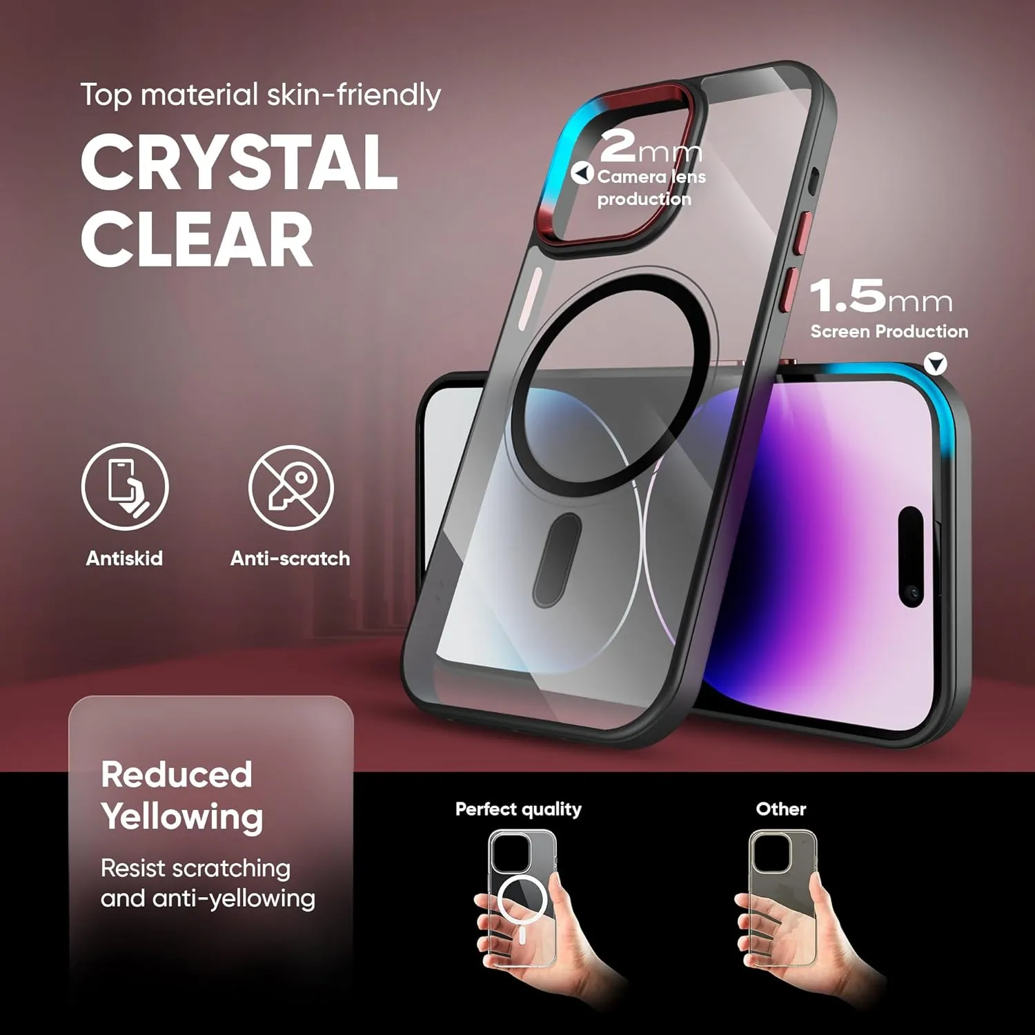 iPhone 15 Case Metal Lens Ring  Buttons TPU Frame Drop Protection Plus one Pack