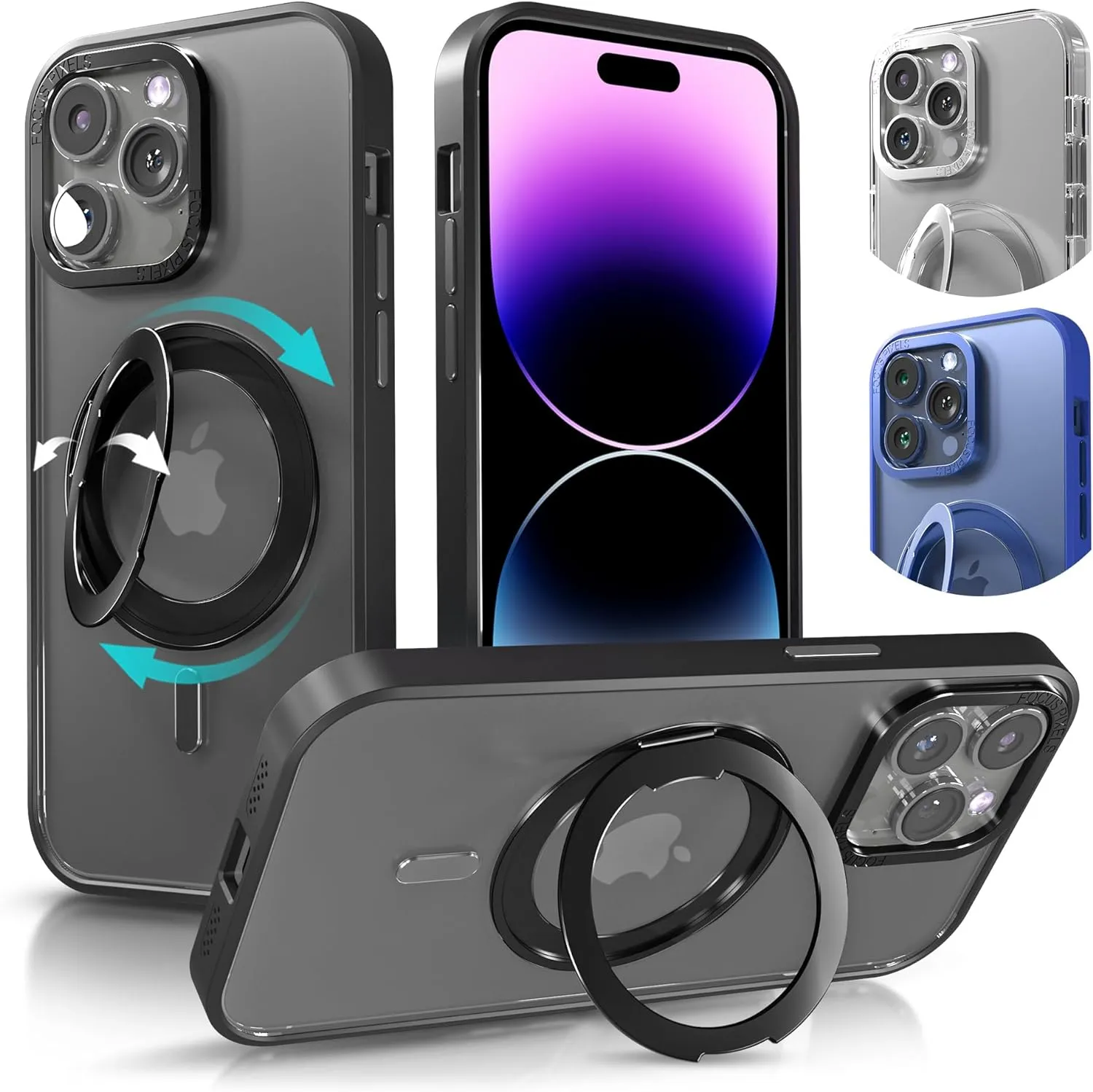 iPhone 15 Case Metal Lens Ring  Buttons TPU Frame Drop Protection Plus one Pack