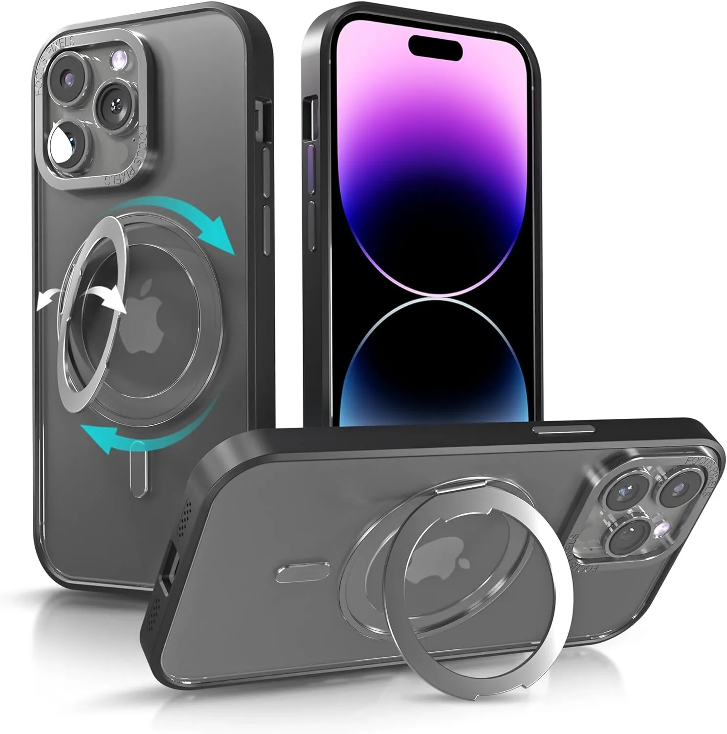 iPhone 15 Case Metal Lens Ring  Buttons TPU Frame Drop Protection Plus one Pack