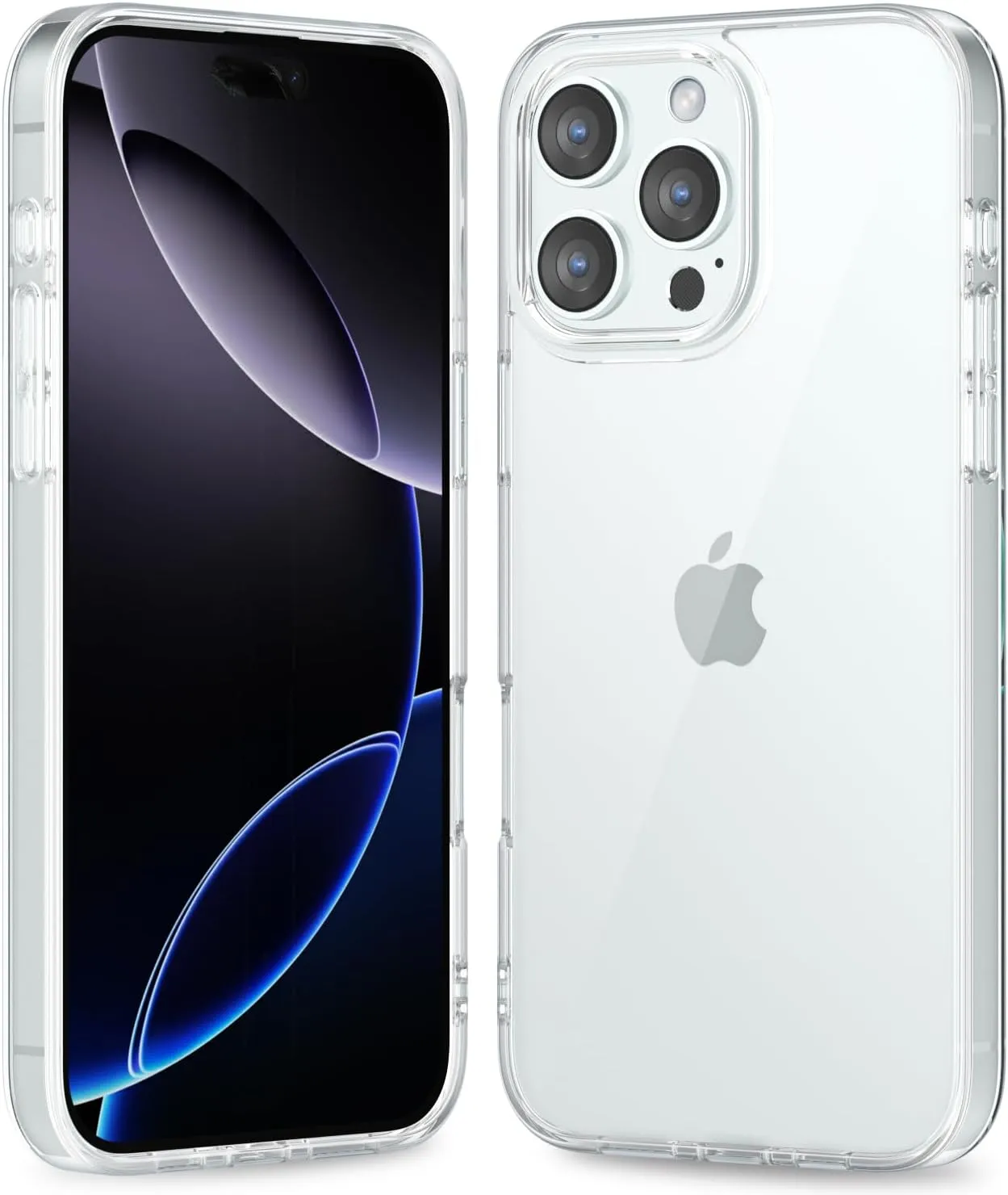 iPhone 16 Pro Transparent Hybrid Hard Shell Plastic & Soft Silicone Rubber Bumper Non-Yellow Acrylic Protective Lightweight Cover