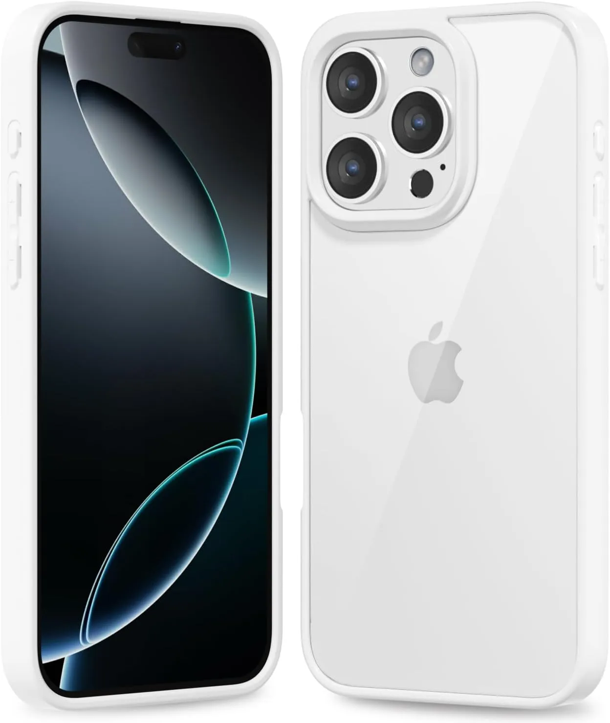 iPhone 16 Pro Transparent Hybrid Hard Shell Plastic & Soft Silicone Rubber Bumper Non-Yellow Acrylic Protective Lightweight Cover