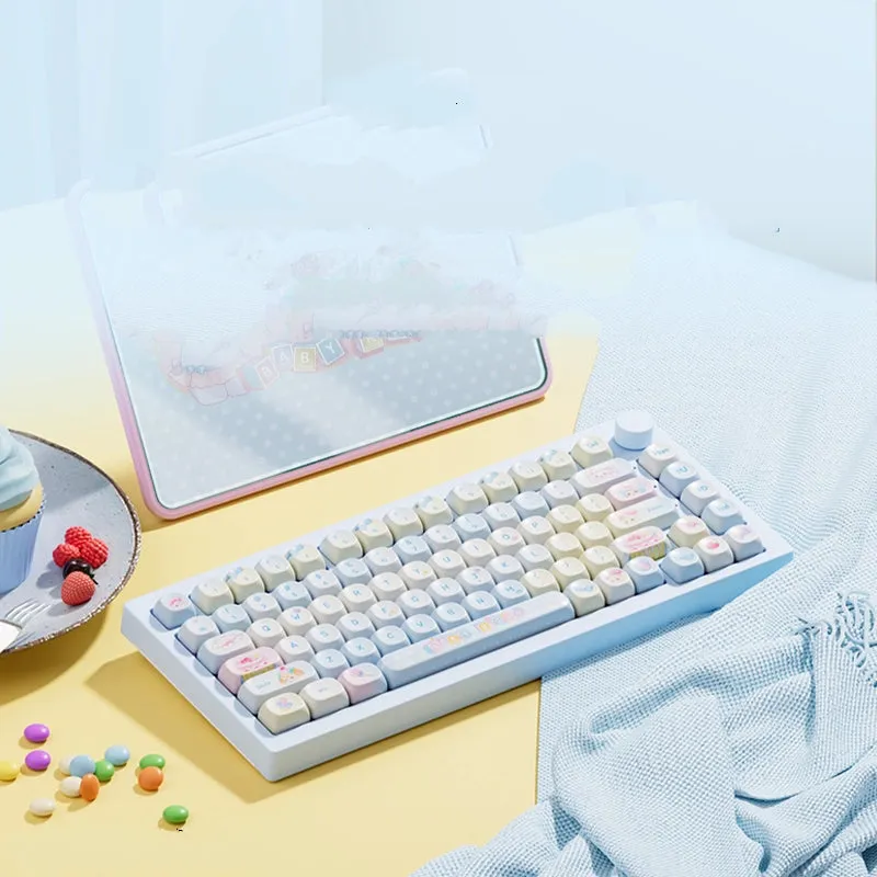 Kawaii Blue Sublimation PBT Gaming Keyboard Keycaps