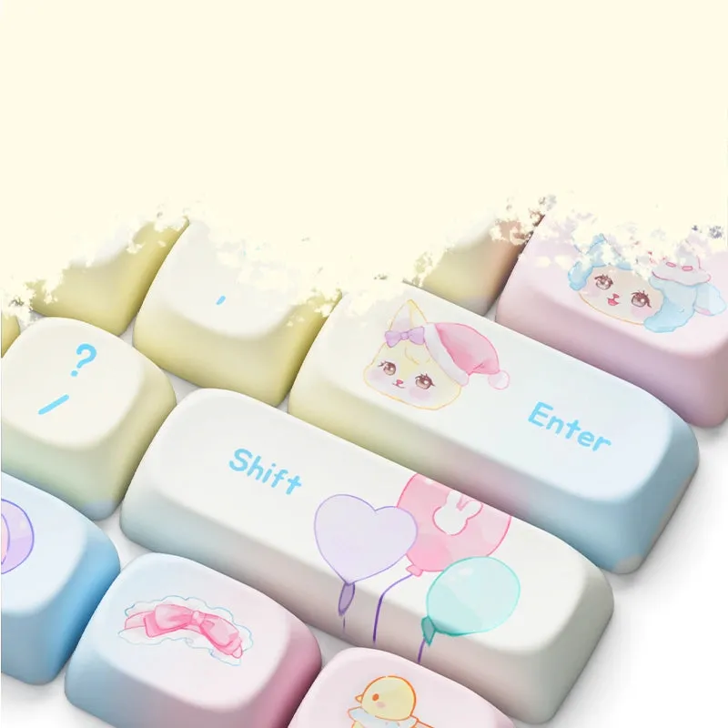 Kawaii Blue Sublimation PBT Gaming Keyboard Keycaps