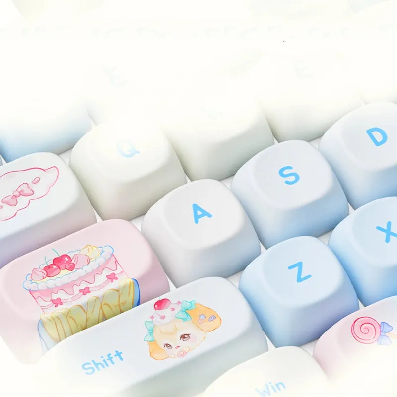 Kawaii Blue Sublimation PBT Gaming Keyboard Keycaps