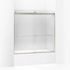 Levity 59.75" Clear Glass Sliding Bath Door in Matte Nickel