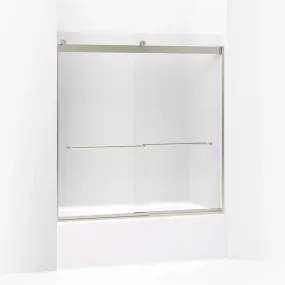 Levity 62" Frosted Glass Sliding Bath Door in Matte Nickel