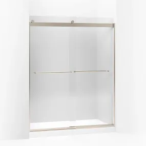 Levity 74" Clear Glass Sliding Shower Door in Anodized Brushed Bronze with Towel Bar Handle