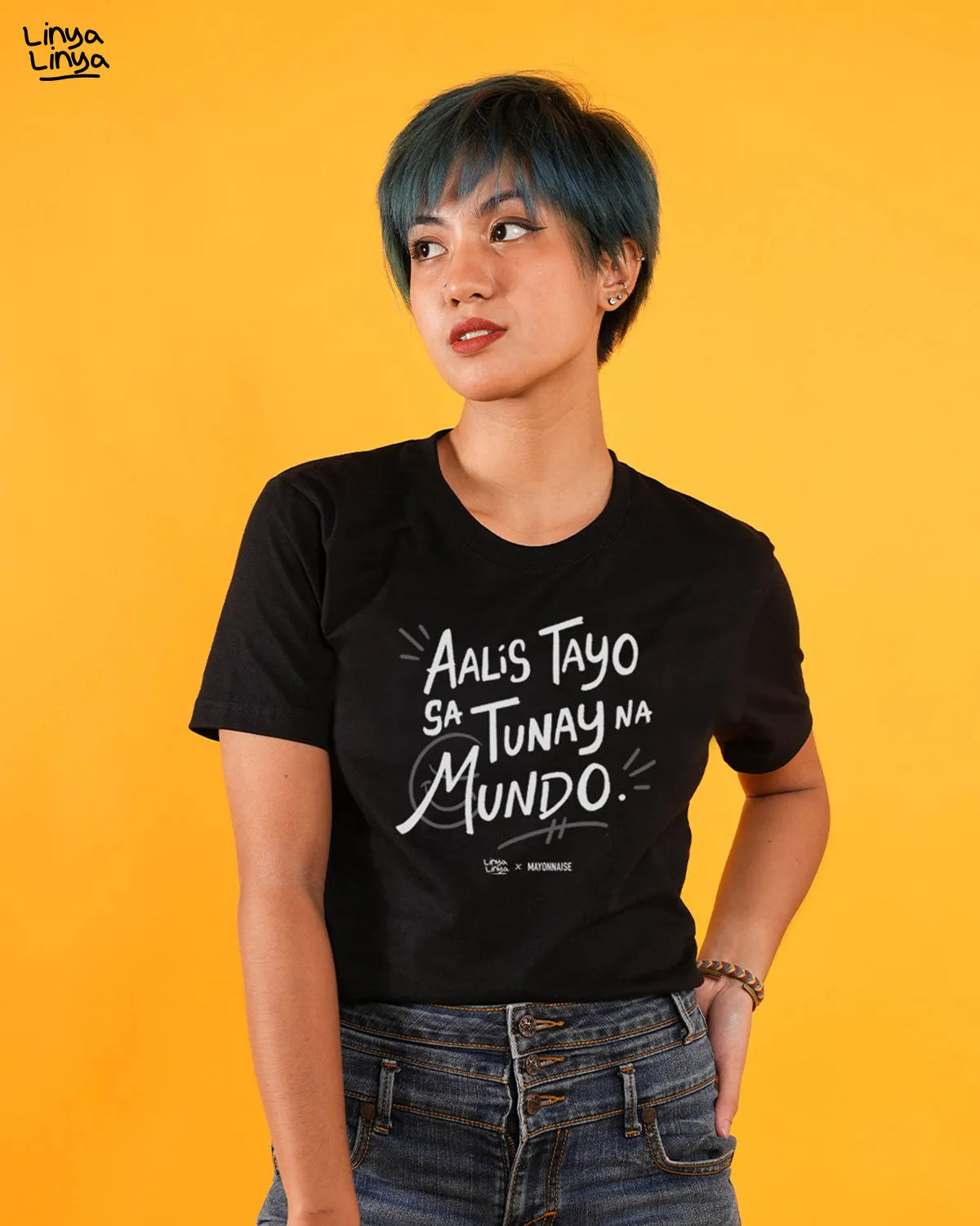 Linya-Linya x Mayonnaise limited edition JOPAY shirt: Aalis Tayo sa Tunay na Mundo (Black)