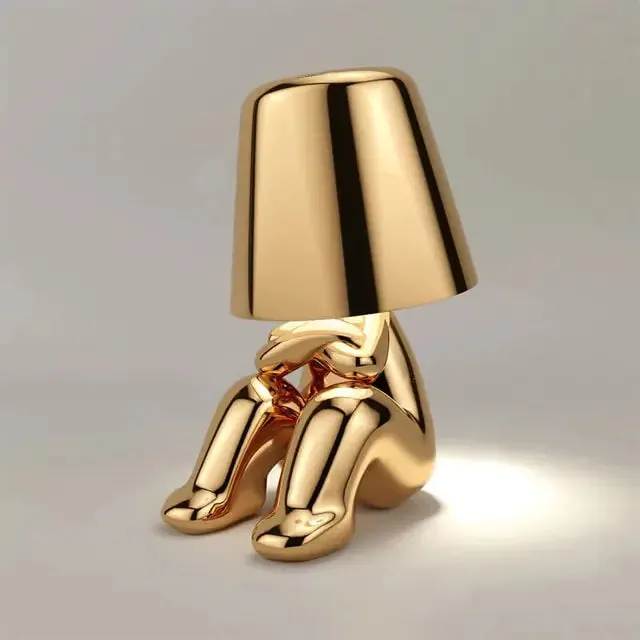 Little Golden Man Table Lamp - Whimsical Resin LED Light