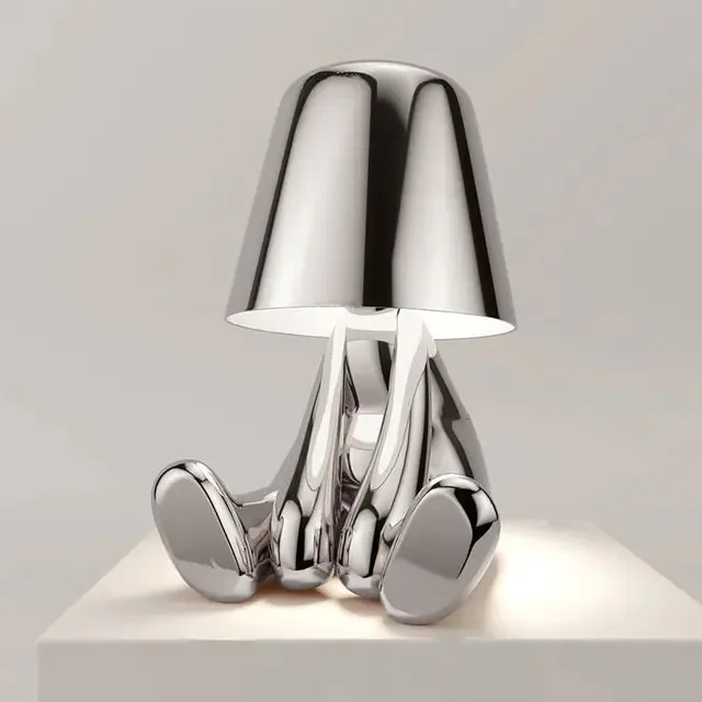 Little Golden Man Table Lamp - Whimsical Resin LED Light