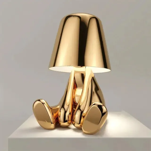 Little Golden Man Table Lamp - Whimsical Resin LED Light