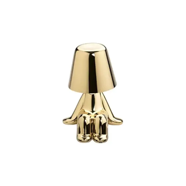 Little Golden Man Table Lamp - Whimsical Resin LED Light