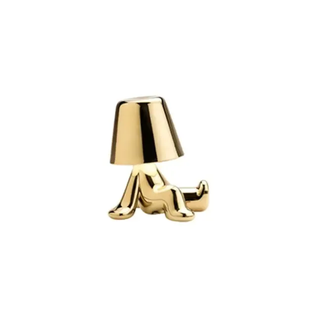 Little Golden Man Table Lamp - Whimsical Resin LED Light