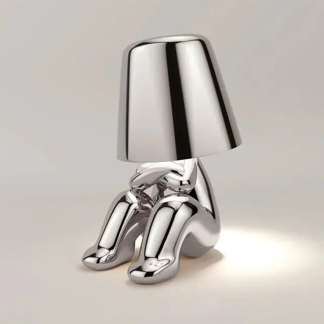 Little Golden Man Table Lamp - Whimsical Resin LED Light