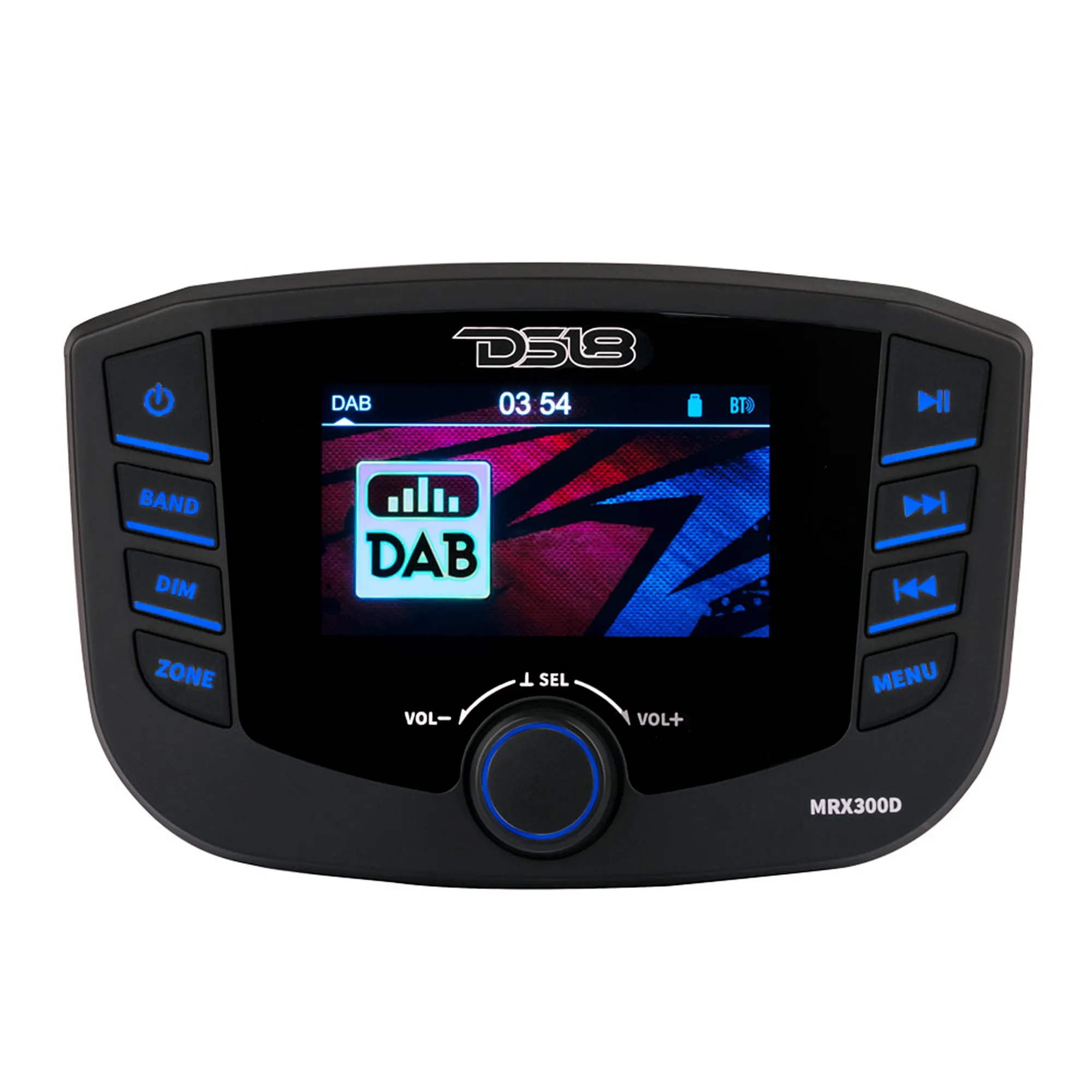 Marine Headunit TFT screen , 3 Zones, 4 volts Output, Bluetooth, RDS 4X50 Watts With DAB  for Europe