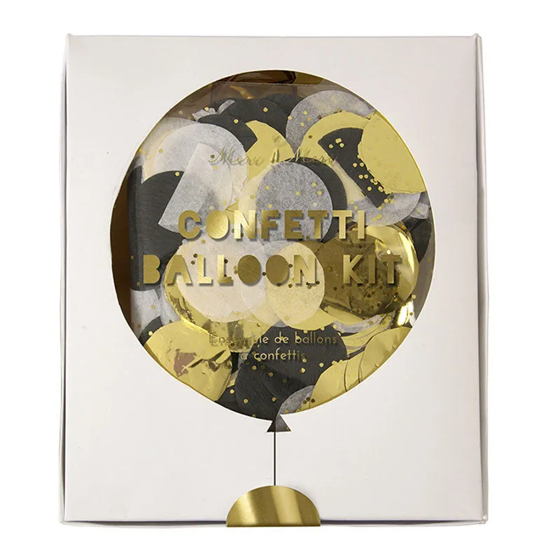Meri Meri Confetti Balloon Kit - Shine Black & Gold