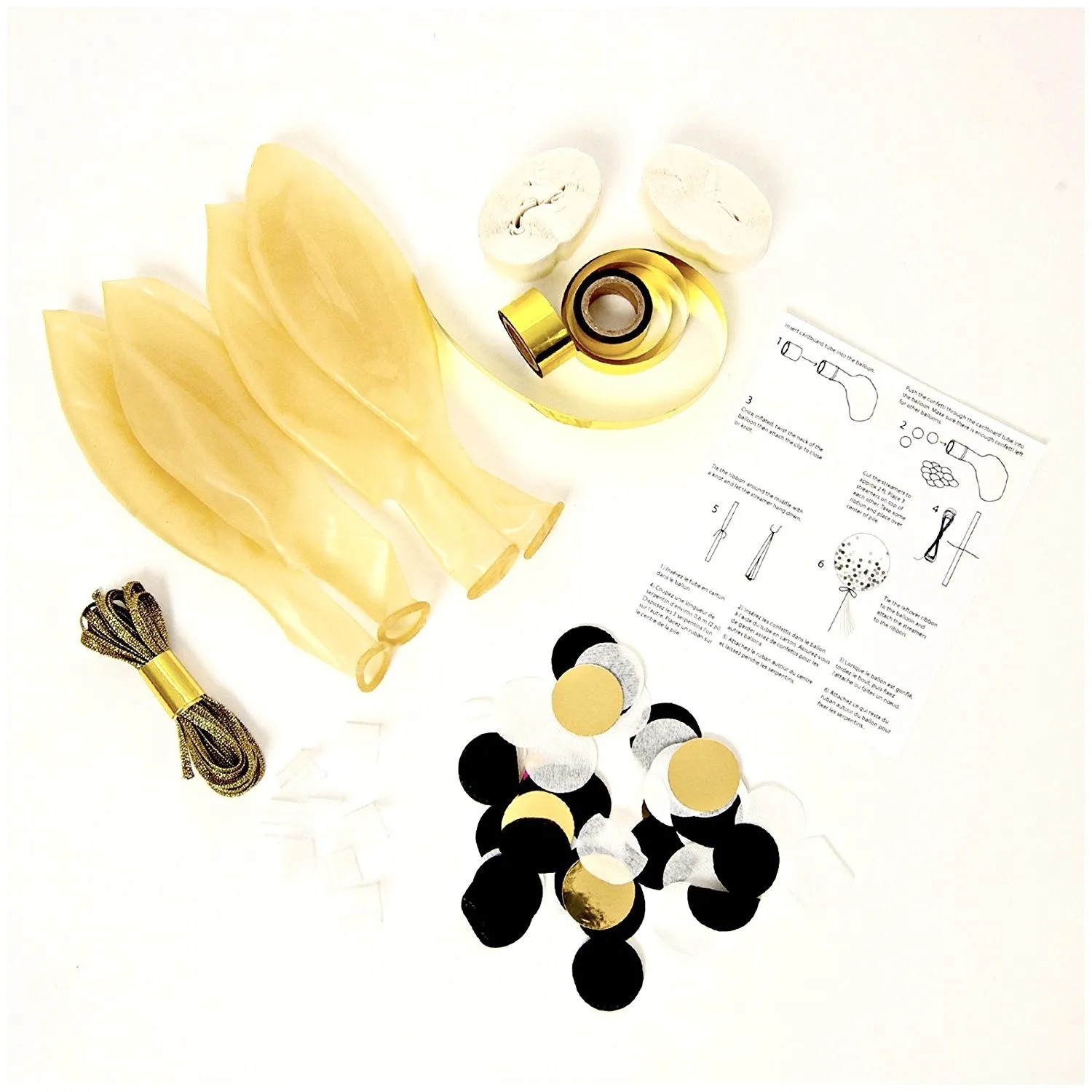 Meri Meri Confetti Balloon Kit - Shine Black & Gold