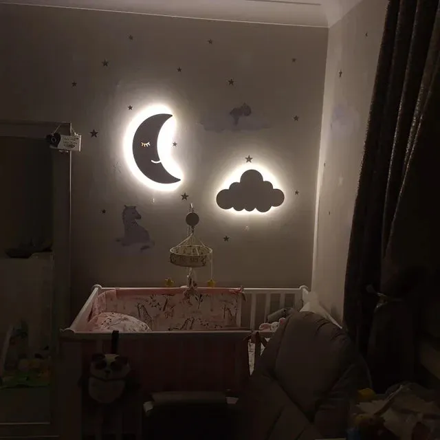 Moon and Cloud Wall Night Light Set