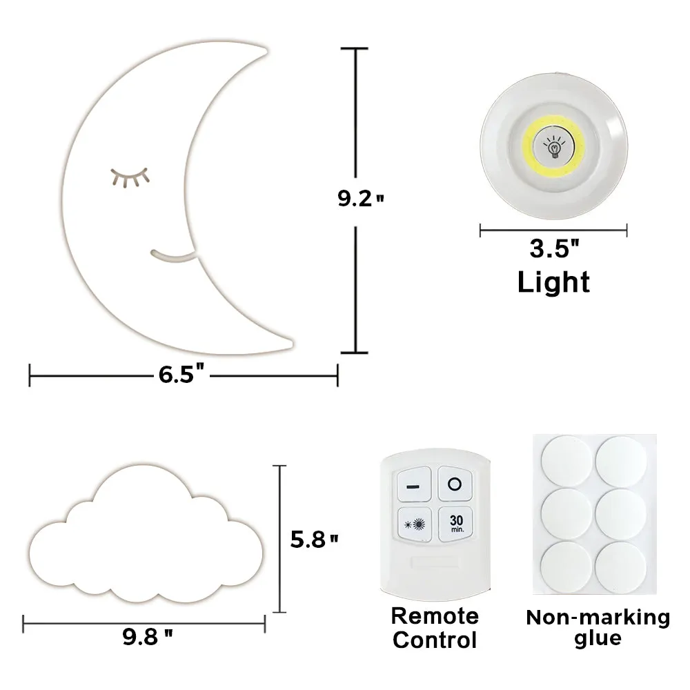 Moon and Cloud Wall Night Light Set