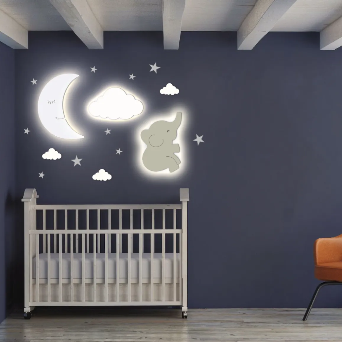 Moon and Cloud Wall Night Light Set