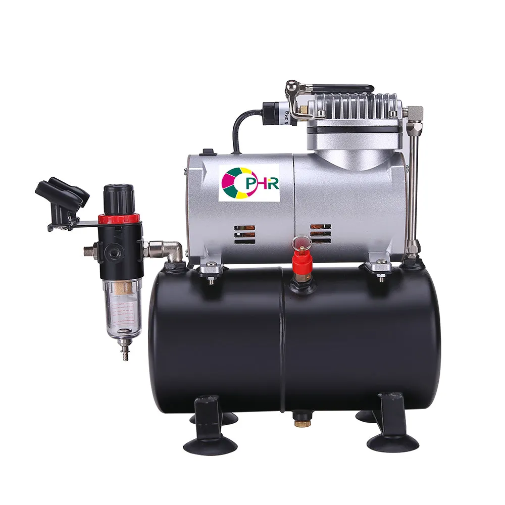OPHIR Pro Airbrush Compressor Kit with Air Tank Dual Action 0.3mm Airbrush Kit for Toy Model Crafts Food Coloring Body Painting