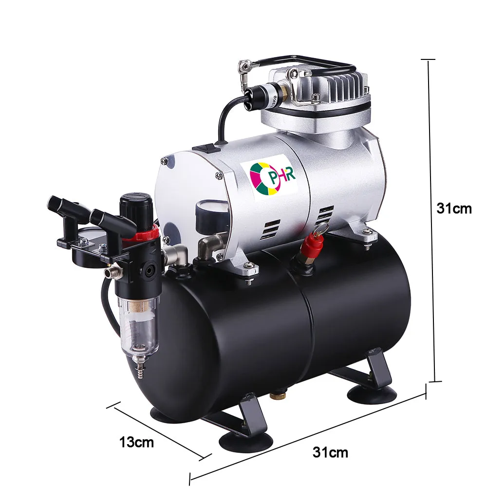 OPHIR Pro Airbrush Compressor Kit with Air Tank Dual Action 0.3mm Airbrush Kit for Toy Model Crafts Food Coloring Body Painting