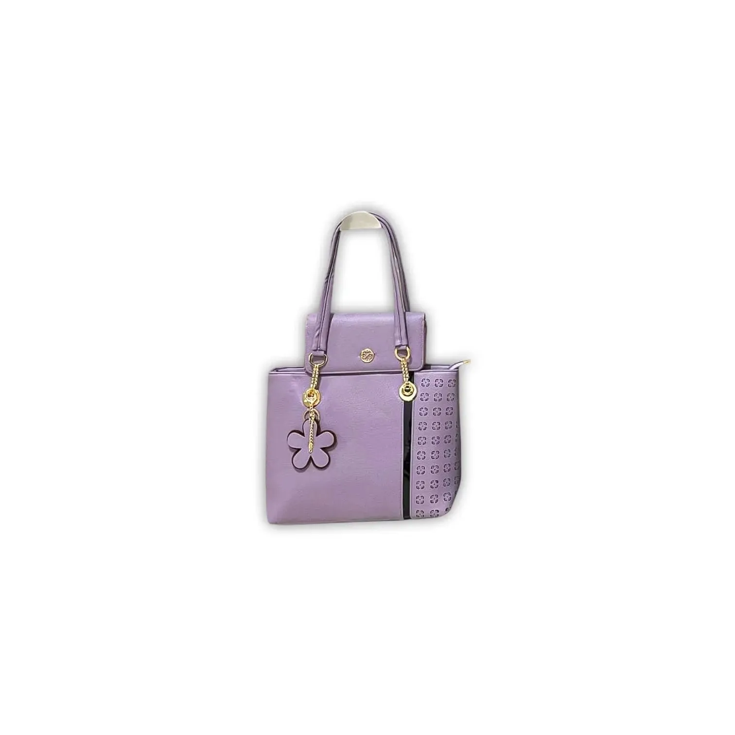 Oyalah Women 2 Piece Tote Bag Set with Floral Charm and Wallet