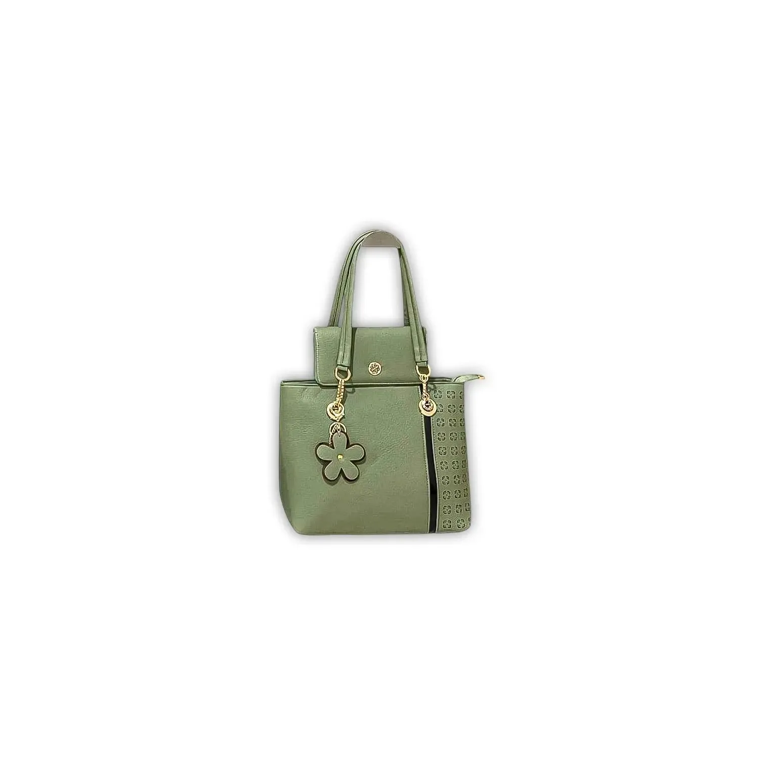 Oyalah Women 2 Piece Tote Bag Set with Floral Charm and Wallet