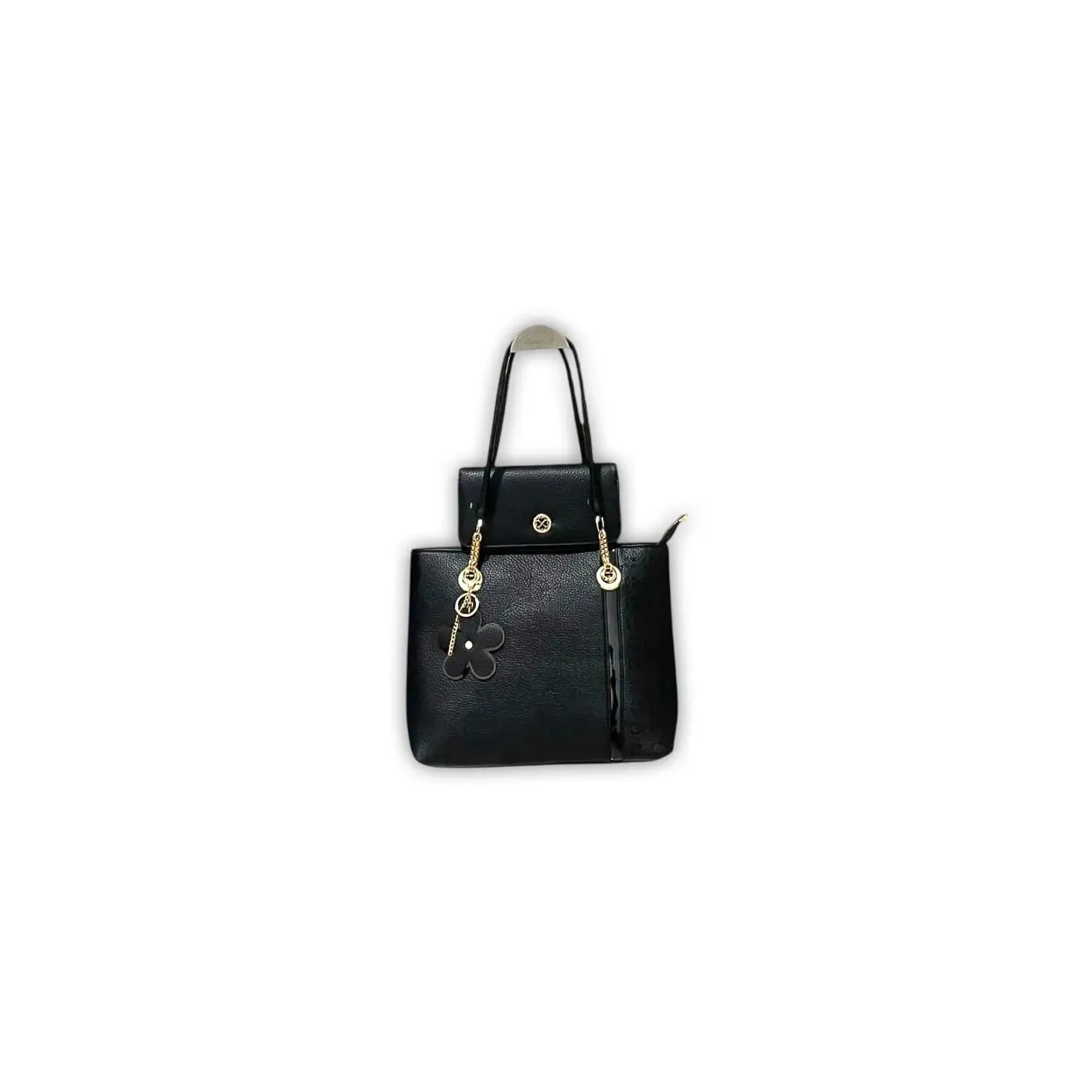 Oyalah Women 2 Piece Tote Bag Set with Floral Charm and Wallet