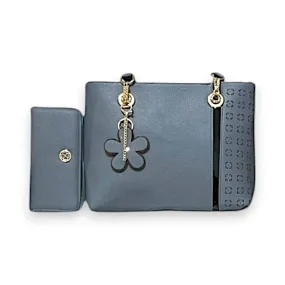 Oyalah Women 2 Piece Tote Bag Set with Floral Charm and Wallet