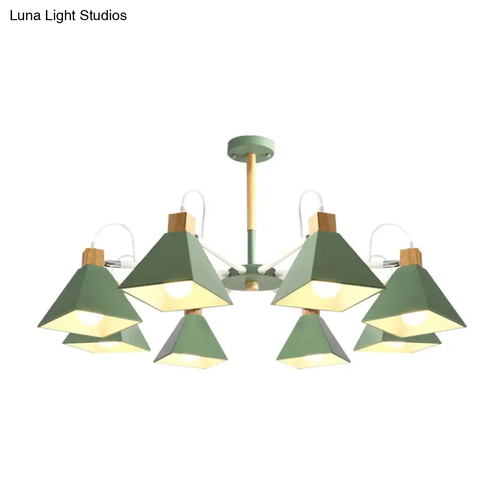 Pyramid Shade Chandelier: Elegant Macaron Metal Hanging Light for Dining Room