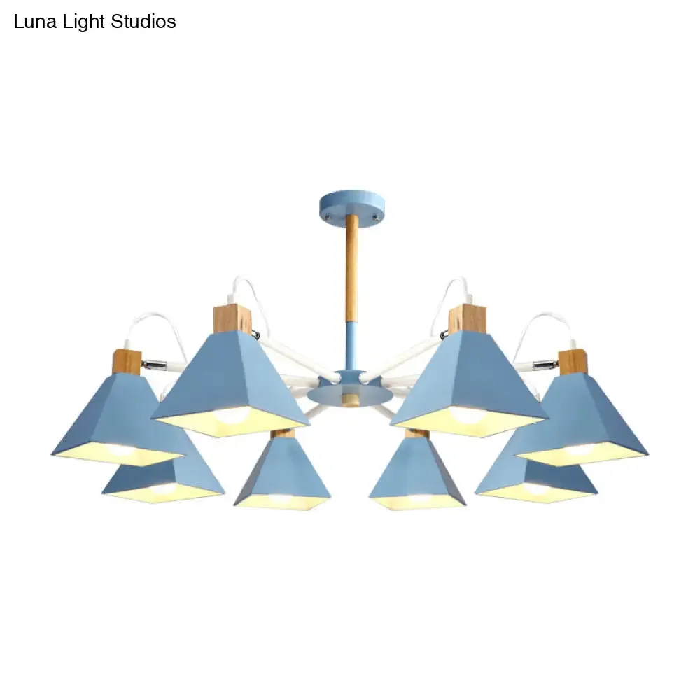 Pyramid Shade Chandelier: Elegant Macaron Metal Hanging Light for Dining Room