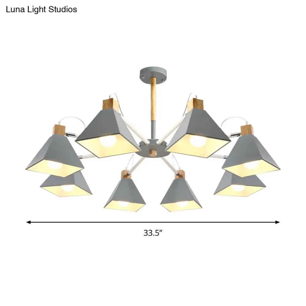 Pyramid Shade Chandelier: Elegant Macaron Metal Hanging Light for Dining Room