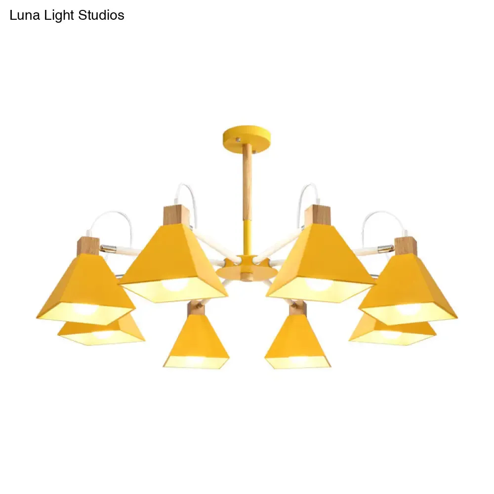 Pyramid Shade Chandelier: Elegant Macaron Metal Hanging Light for Dining Room
