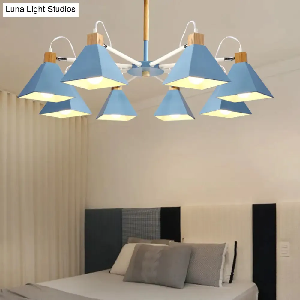 Pyramid Shade Chandelier: Elegant Macaron Metal Hanging Light for Dining Room