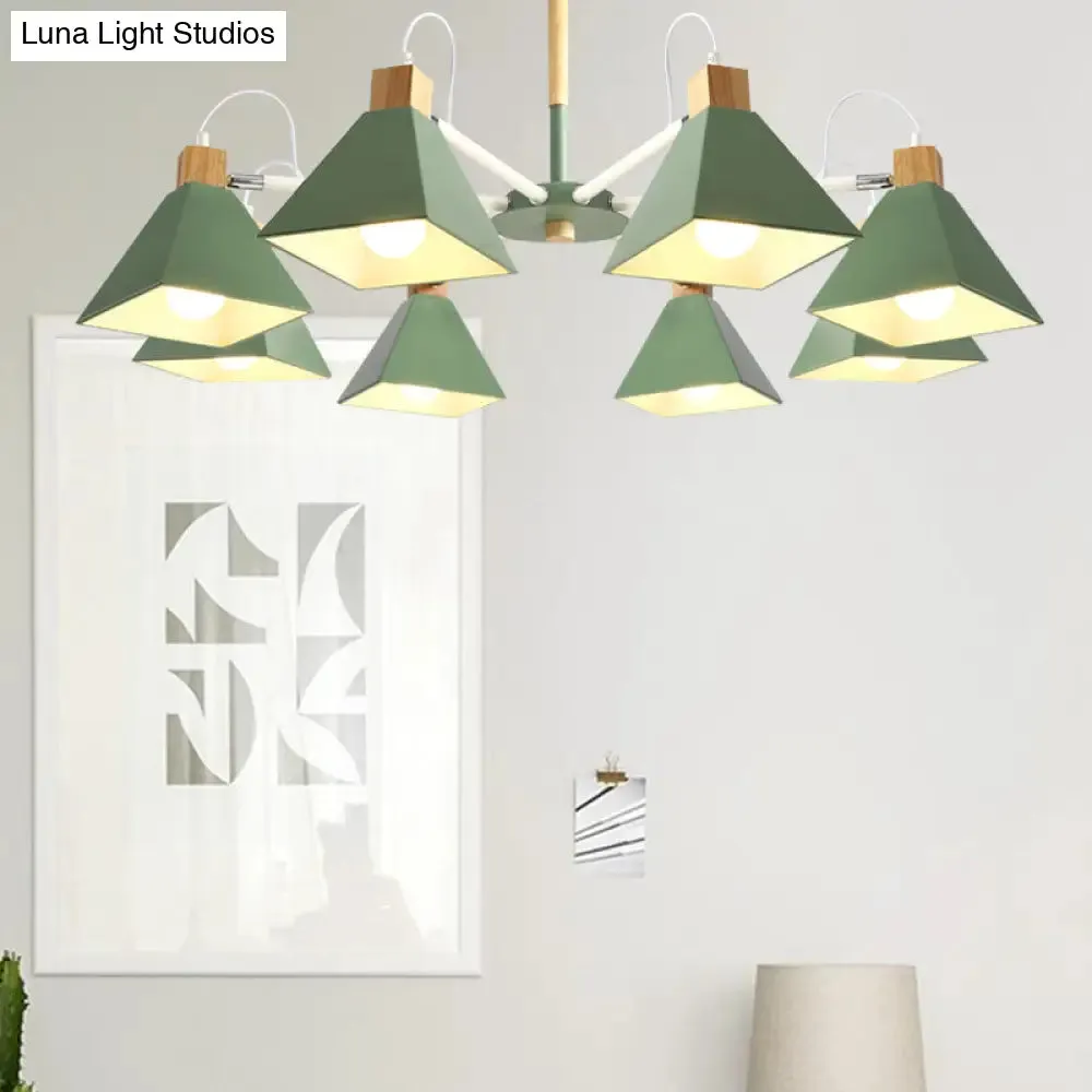 Pyramid Shade Chandelier: Elegant Macaron Metal Hanging Light for Dining Room