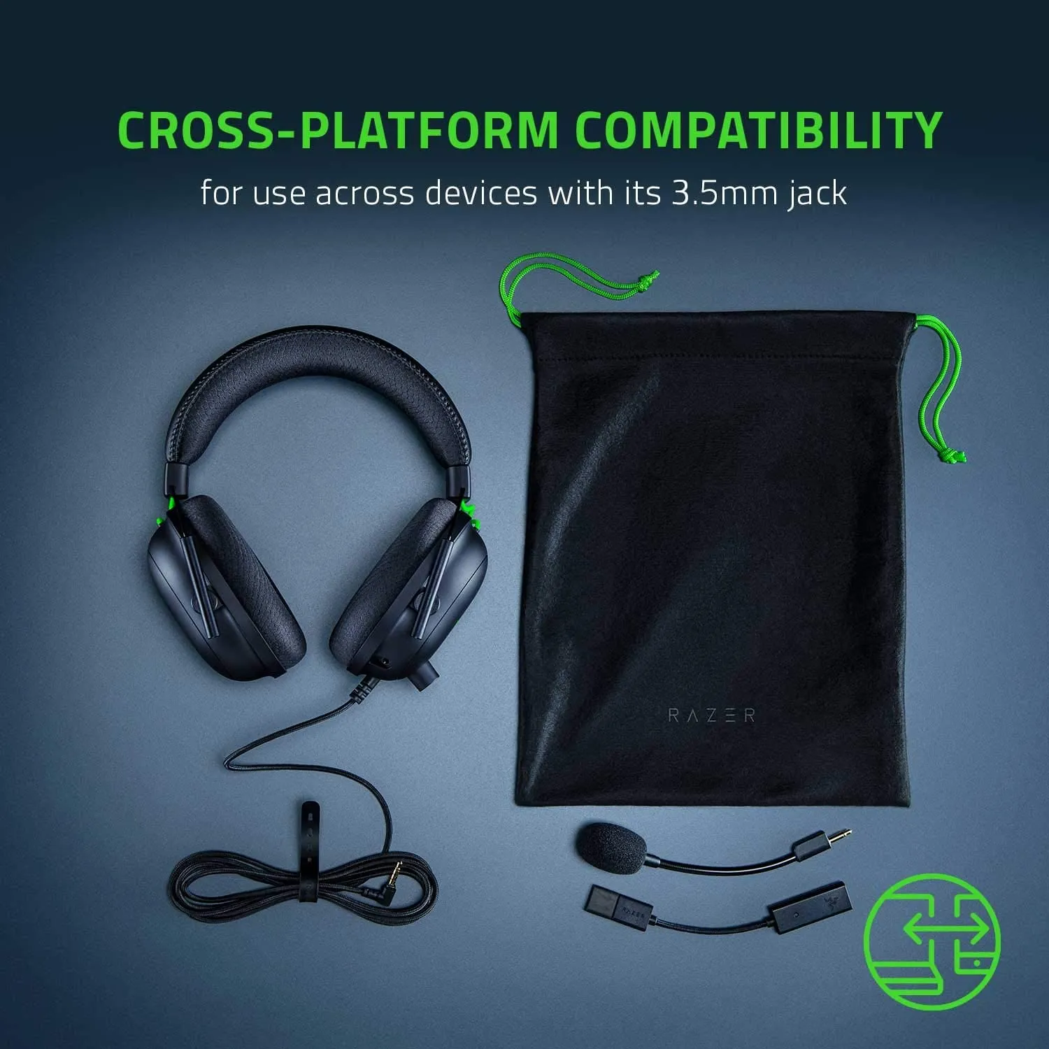 Razer Blackshark V2 ESports Headset, Multi-Platform Wired, With USB Sound Card