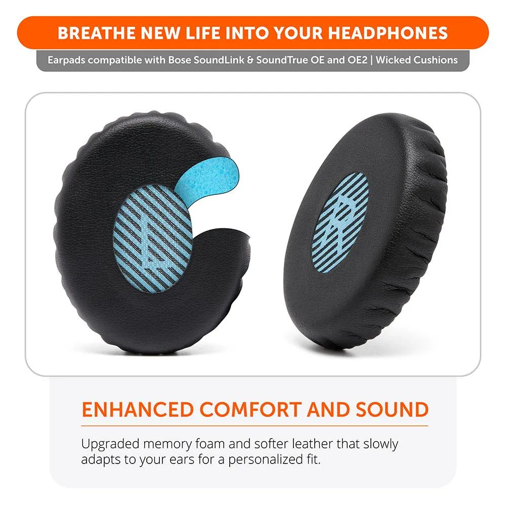 Replacement Ear Pads For Bose SoundLink & SoundTrue OE2 (On-EAR) - Black