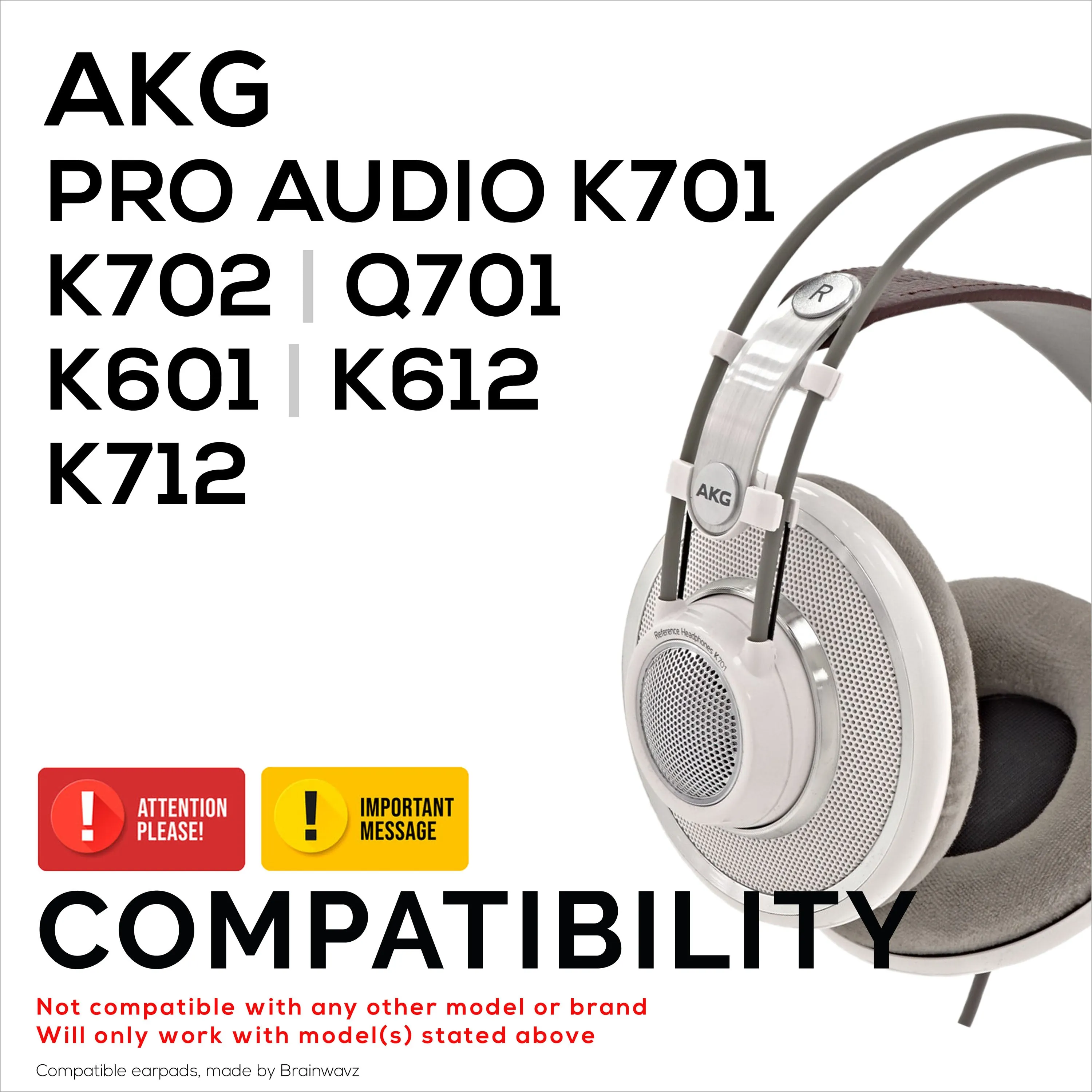 Soft Velour & Foam Replacement Earpads Compatible with AKG K701, K702, Q701, K601, K612, K712 Headphones