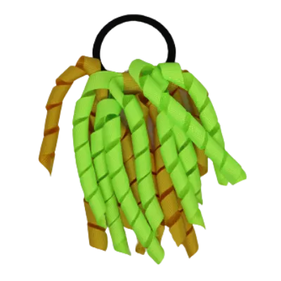 School Hair Accessories Short Curly Ponytail Streamer Hair Tie - Key Lime (28 colours options to pick from)