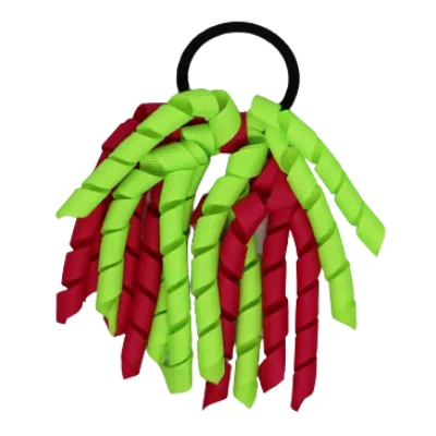 School Hair Accessories Short Curly Ponytail Streamer Hair Tie - Key Lime (28 colours options to pick from)