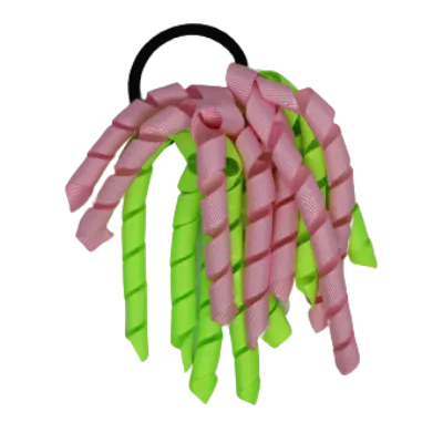 School Hair Accessories Short Curly Ponytail Streamer Hair Tie - Key Lime (28 colours options to pick from)