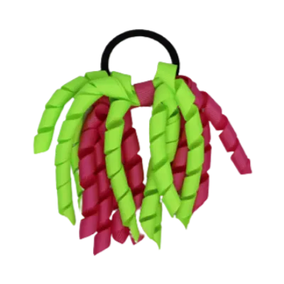 School Hair Accessories Short Curly Ponytail Streamer Hair Tie - Key Lime (28 colours options to pick from)