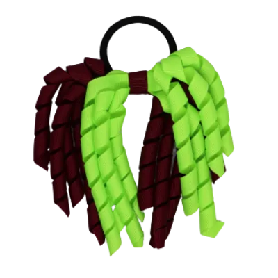 School Hair Accessories Short Curly Ponytail Streamer Hair Tie - Key Lime (28 colours options to pick from)
