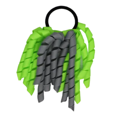 School Hair Accessories Short Curly Ponytail Streamer Hair Tie - Key Lime (28 colours options to pick from)