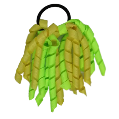 School Hair Accessories Short Curly Ponytail Streamer Hair Tie - Key Lime (28 colours options to pick from)